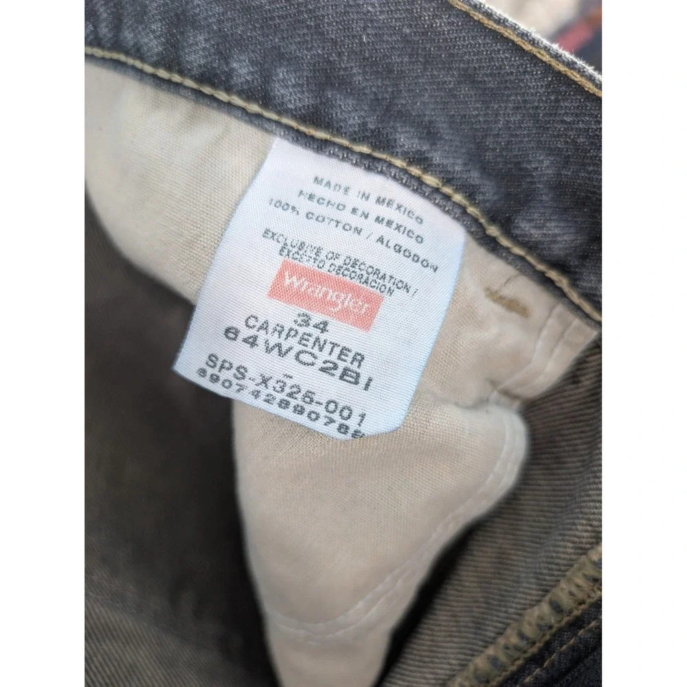 Wrangler Mens Carpenter Denim Shorts Dark Wash‎ Blue Cotton Utility 34 64WC2BI
